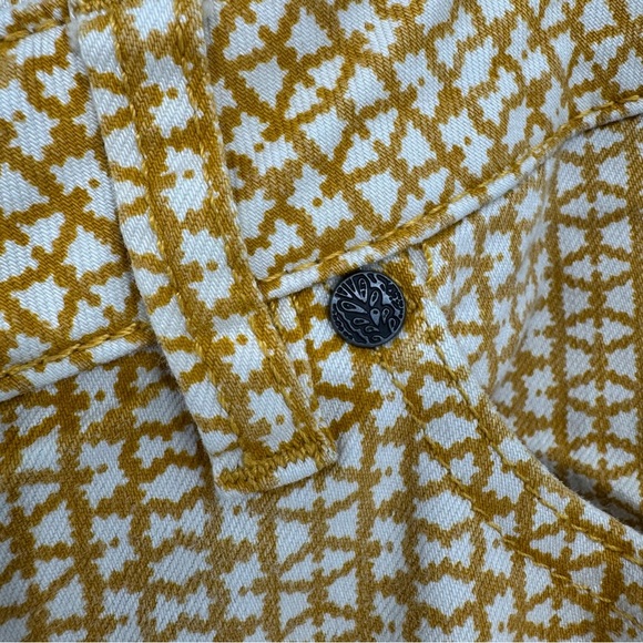 Prana Kara Marigold Mixer Mustard Cream Patterned Pants Size 6 28 Straight Leg - Picture 8 of 11